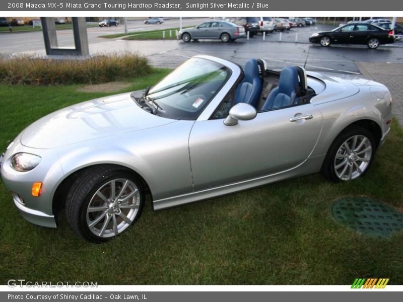 Sunlight Silver Metallic / Blue 2008 Mazda MX-5 Miata Grand Touring Hardtop Roadster