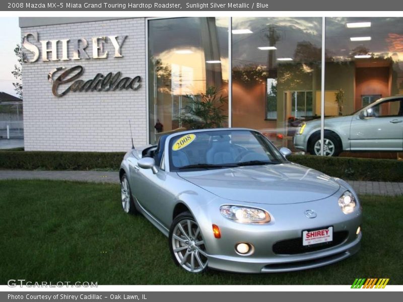 Sunlight Silver Metallic / Blue 2008 Mazda MX-5 Miata Grand Touring Hardtop Roadster