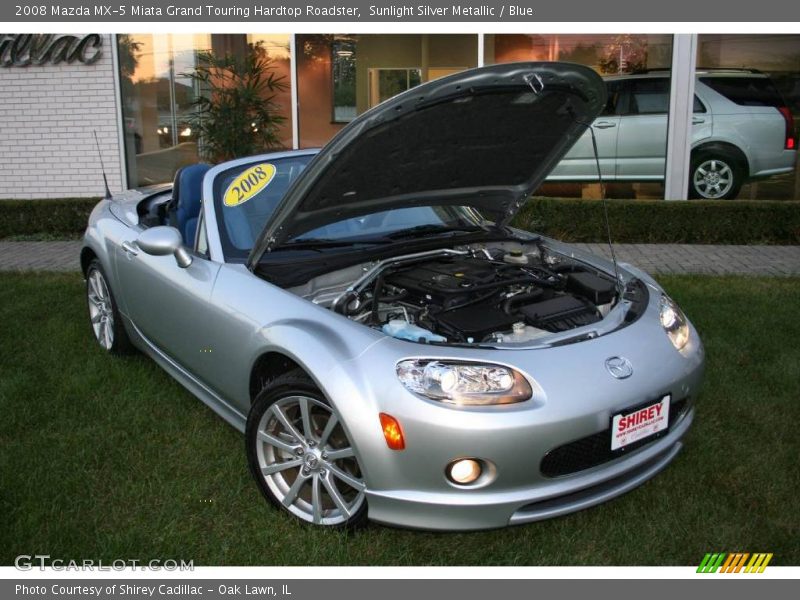 Sunlight Silver Metallic / Blue 2008 Mazda MX-5 Miata Grand Touring Hardtop Roadster