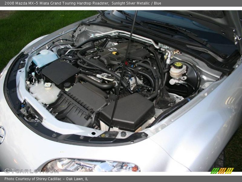 Sunlight Silver Metallic / Blue 2008 Mazda MX-5 Miata Grand Touring Hardtop Roadster