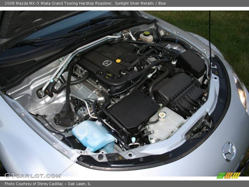 Sunlight Silver Metallic / Blue 2008 Mazda MX-5 Miata Grand Touring Hardtop Roadster
