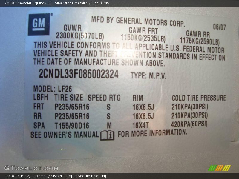 Silverstone Metallic / Light Gray 2008 Chevrolet Equinox LT