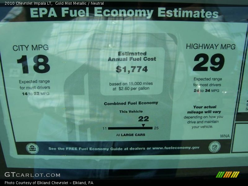 Gold Mist Metallic / Neutral 2010 Chevrolet Impala LT