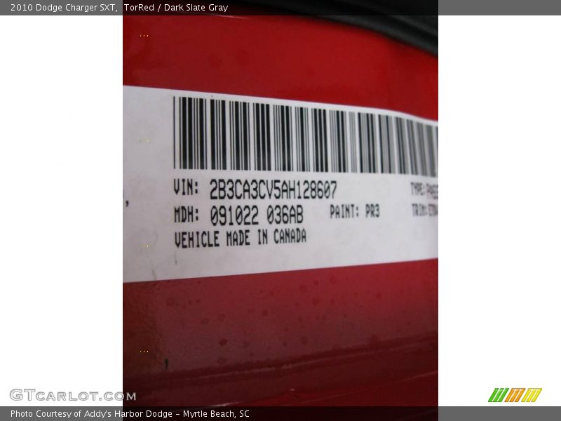 TorRed / Dark Slate Gray 2010 Dodge Charger SXT