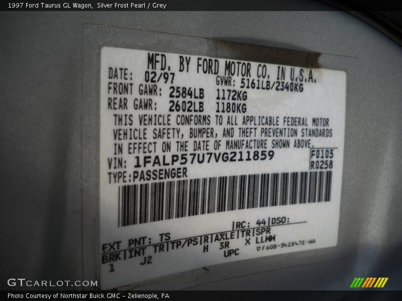 Silver Frost Pearl / Grey 1997 Ford Taurus GL Wagon