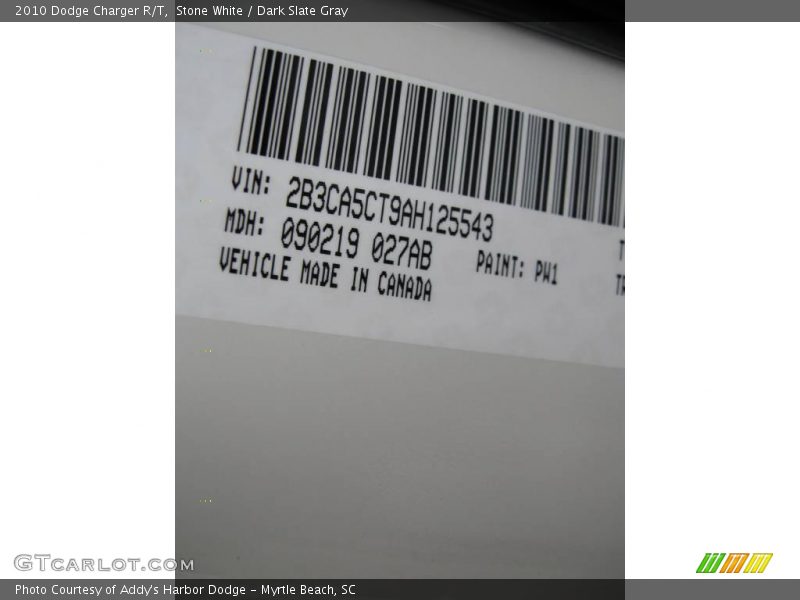 Stone White / Dark Slate Gray 2010 Dodge Charger R/T