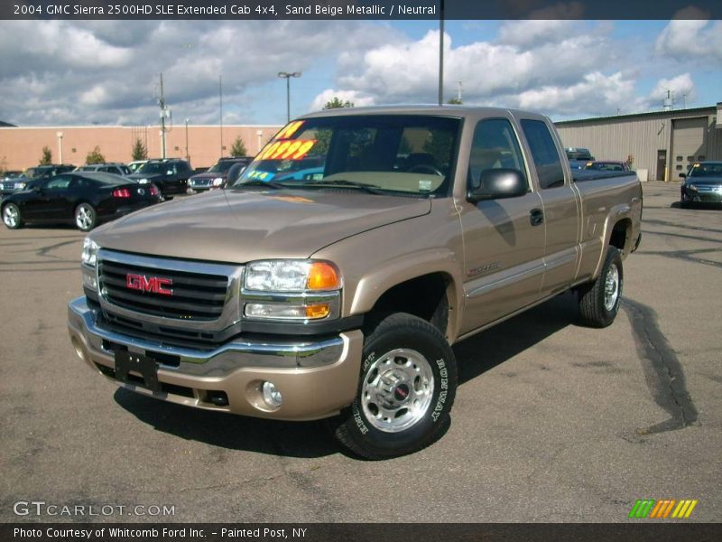 Sand Beige Metallic / Neutral 2004 GMC Sierra 2500HD SLE Extended Cab 4x4