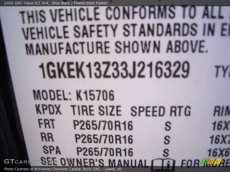 Onyx Black / Pewter/Dark Pewter 2003 GMC Yukon SLT 4x4