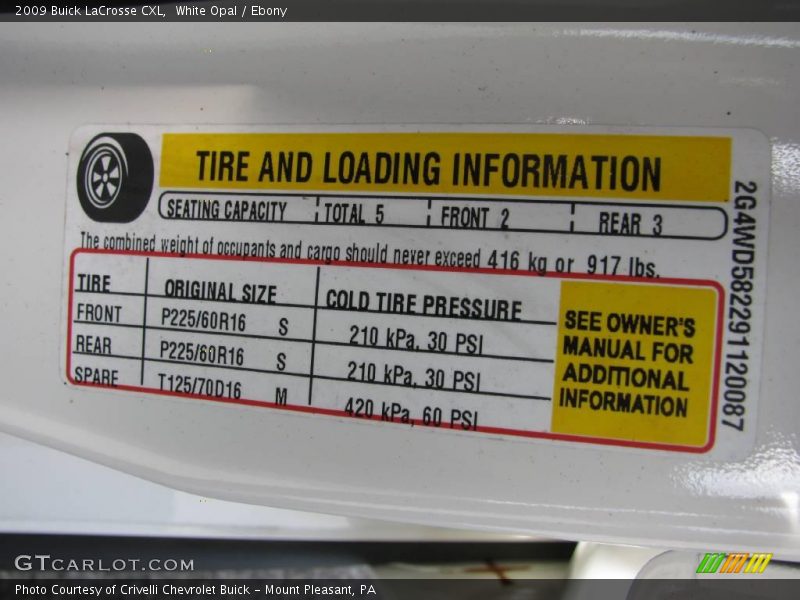 White Opal / Ebony 2009 Buick LaCrosse CXL