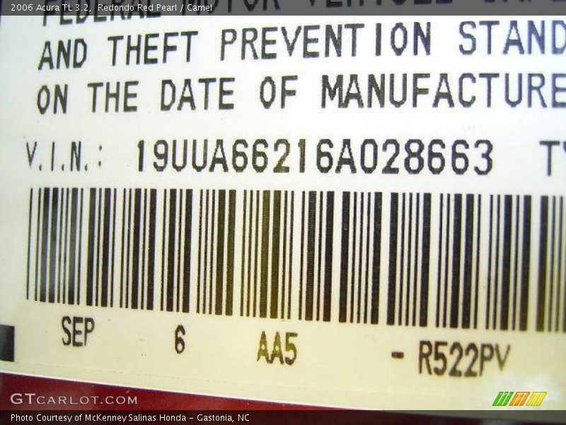 Redondo Red Pearl / Camel 2006 Acura TL 3.2