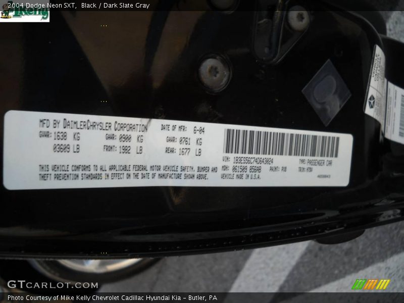 Black / Dark Slate Gray 2004 Dodge Neon SXT