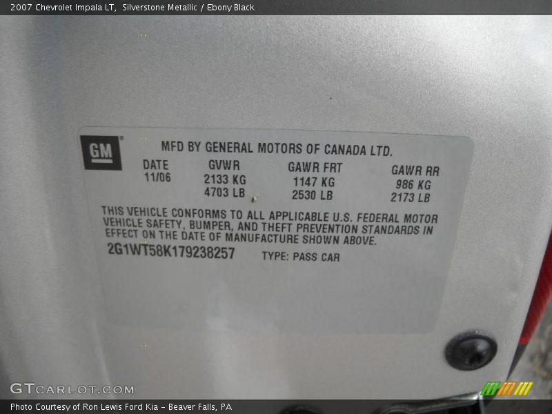 Silverstone Metallic / Ebony Black 2007 Chevrolet Impala LT