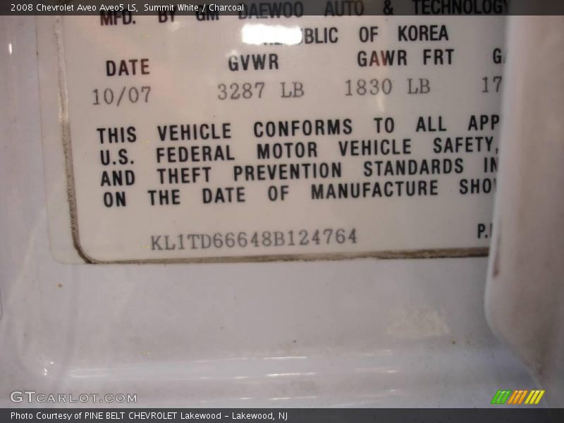 Summit White / Charcoal 2008 Chevrolet Aveo Aveo5 LS