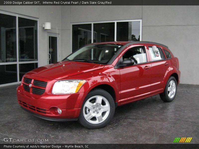 Inferno Red Crystal Pearl / Dark Slate Gray/Red 2009 Dodge Caliber SXT