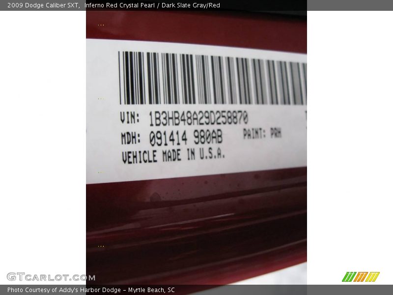 Inferno Red Crystal Pearl / Dark Slate Gray/Red 2009 Dodge Caliber SXT