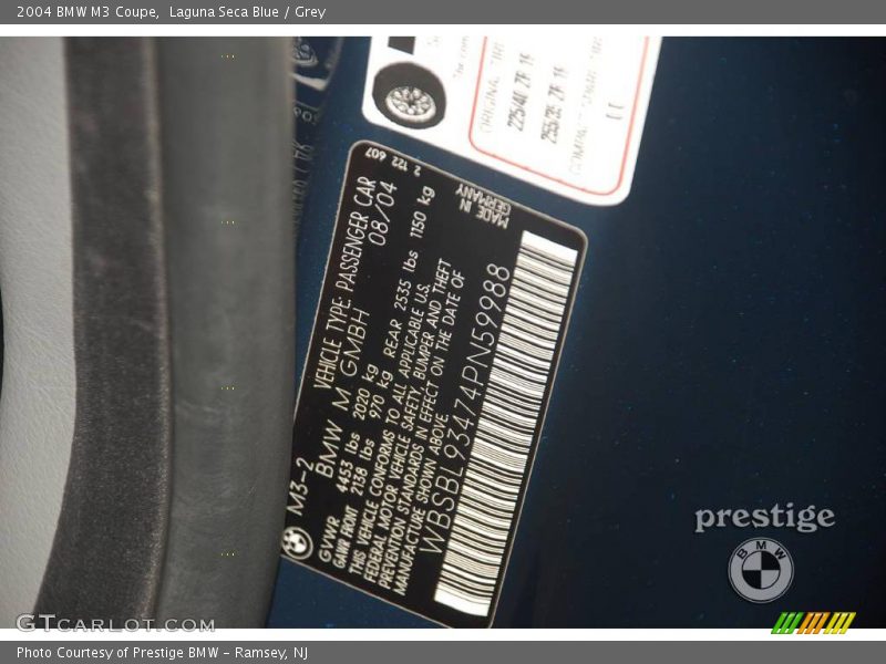 Laguna Seca Blue / Grey 2004 BMW M3 Coupe
