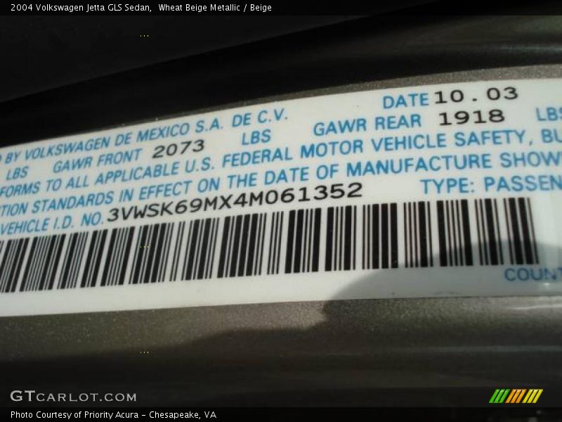 Wheat Beige Metallic / Beige 2004 Volkswagen Jetta GLS Sedan
