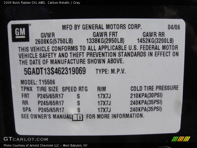 Carbon Metallic / Gray 2006 Buick Rainier CXL AWD