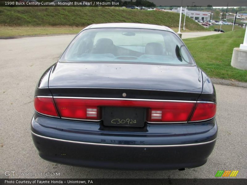 Midnight Blue Pearl / Medium Blue 1998 Buick Century Custom