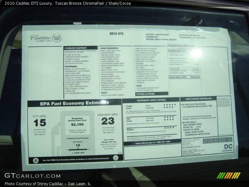 Tuscan Bronze ChromaFlair / Shale/Cocoa 2010 Cadillac DTS Luxury