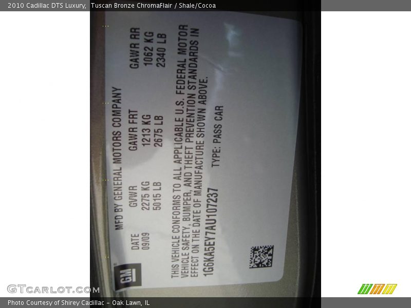 Tuscan Bronze ChromaFlair / Shale/Cocoa 2010 Cadillac DTS Luxury