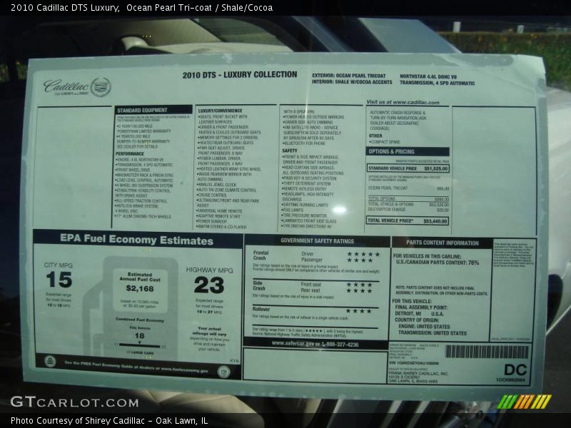 Ocean Pearl Tri-coat / Shale/Cocoa 2010 Cadillac DTS Luxury