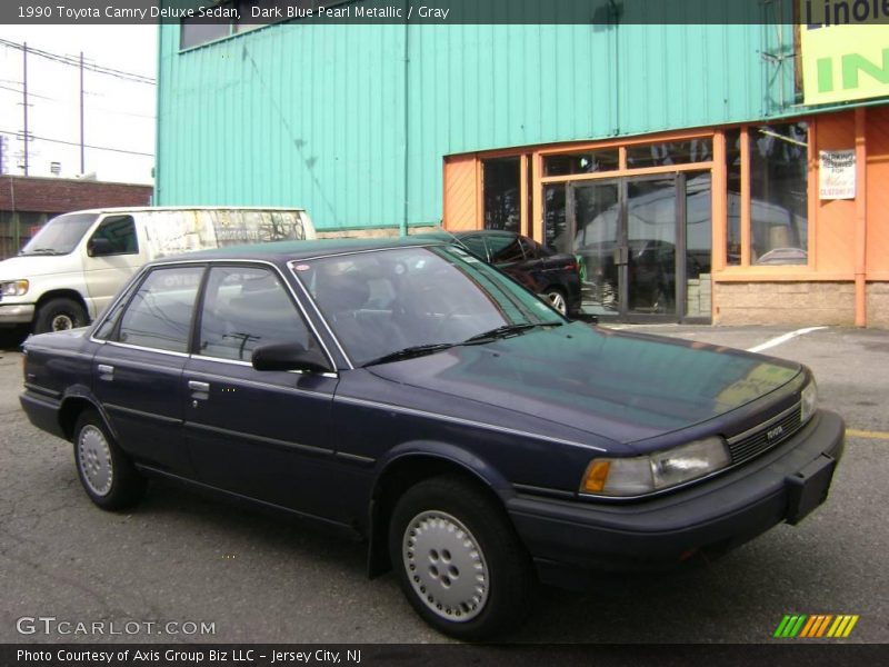 Dark Blue Pearl Metallic / Gray 1990 Toyota Camry Deluxe Sedan