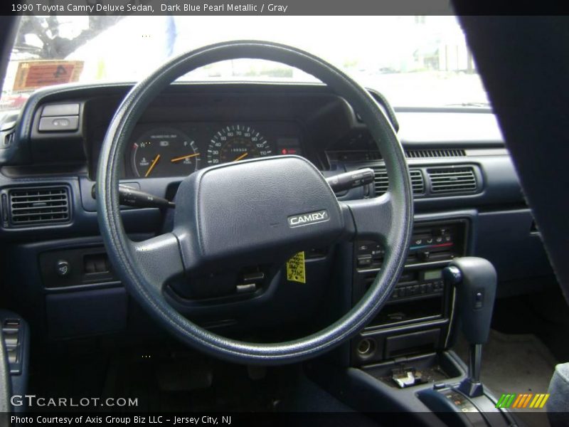 Dark Blue Pearl Metallic / Gray 1990 Toyota Camry Deluxe Sedan