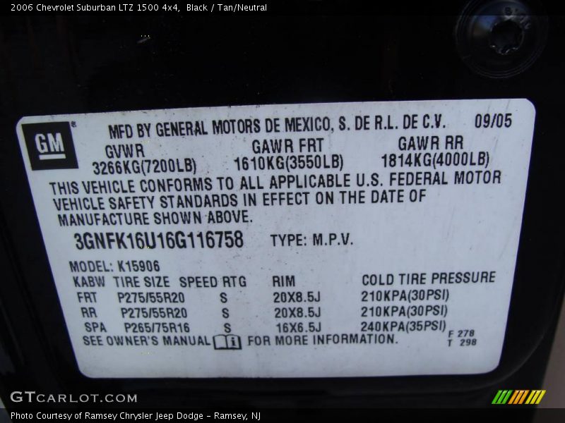 Black / Tan/Neutral 2006 Chevrolet Suburban LTZ 1500 4x4