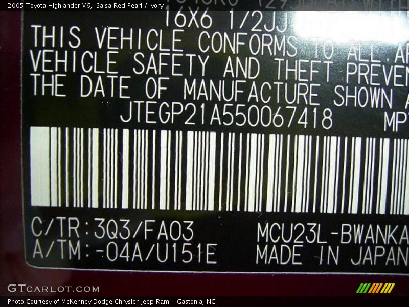 Salsa Red Pearl / Ivory 2005 Toyota Highlander V6