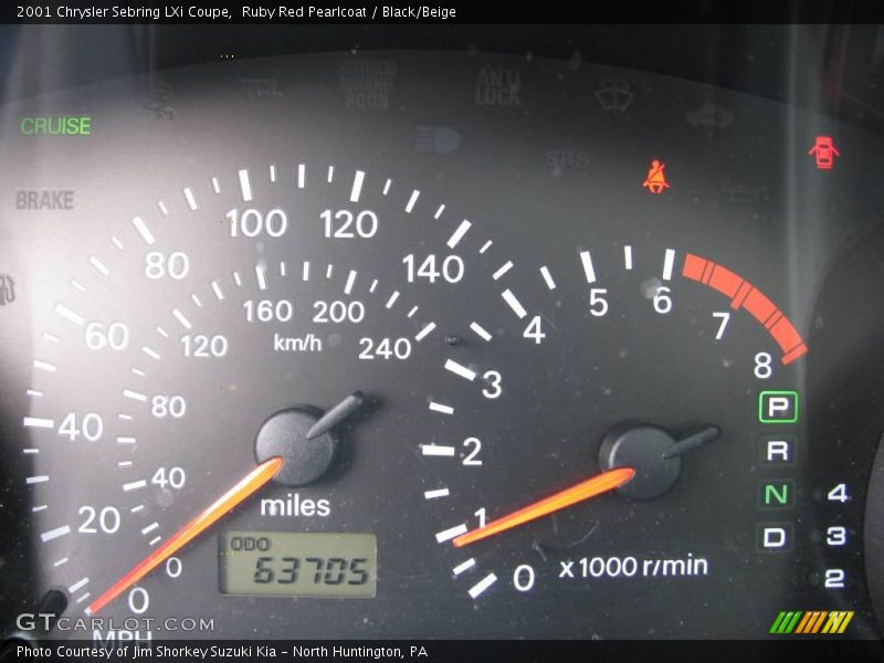 Ruby Red Pearlcoat / Black/Beige 2001 Chrysler Sebring LXi Coupe