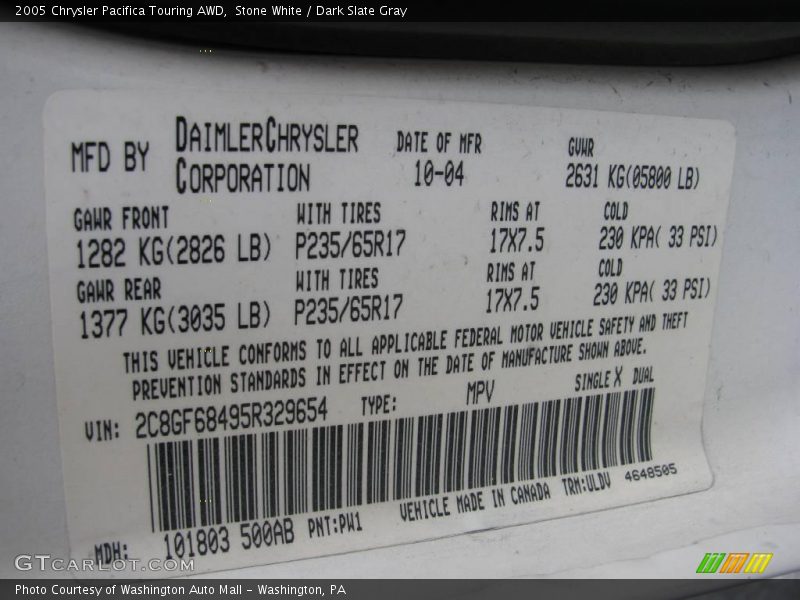 Stone White / Dark Slate Gray 2005 Chrysler Pacifica Touring AWD