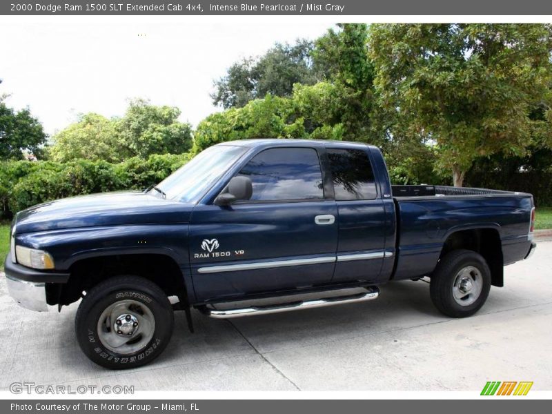 Intense Blue Pearlcoat / Mist Gray 2000 Dodge Ram 1500 SLT Extended Cab 4x4