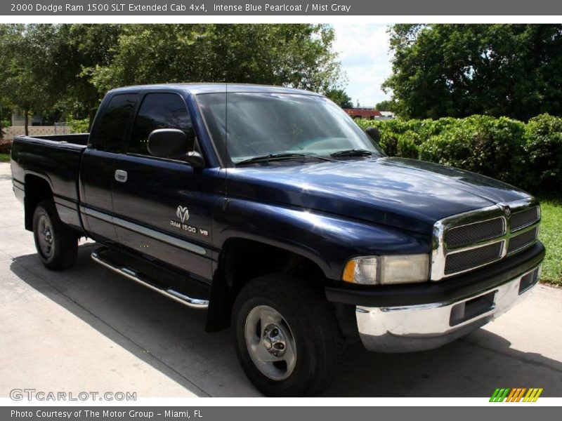 Intense Blue Pearlcoat / Mist Gray 2000 Dodge Ram 1500 SLT Extended Cab 4x4