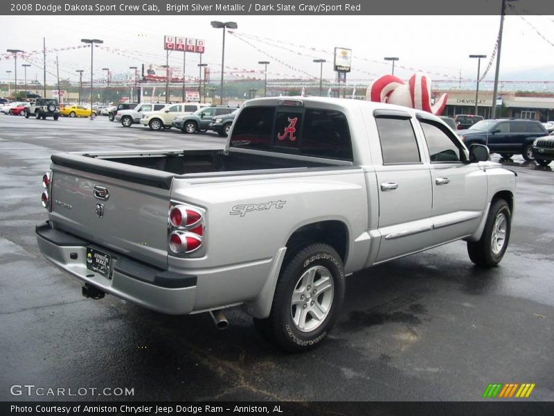 Bright Silver Metallic / Dark Slate Gray/Sport Red 2008 Dodge Dakota Sport Crew Cab