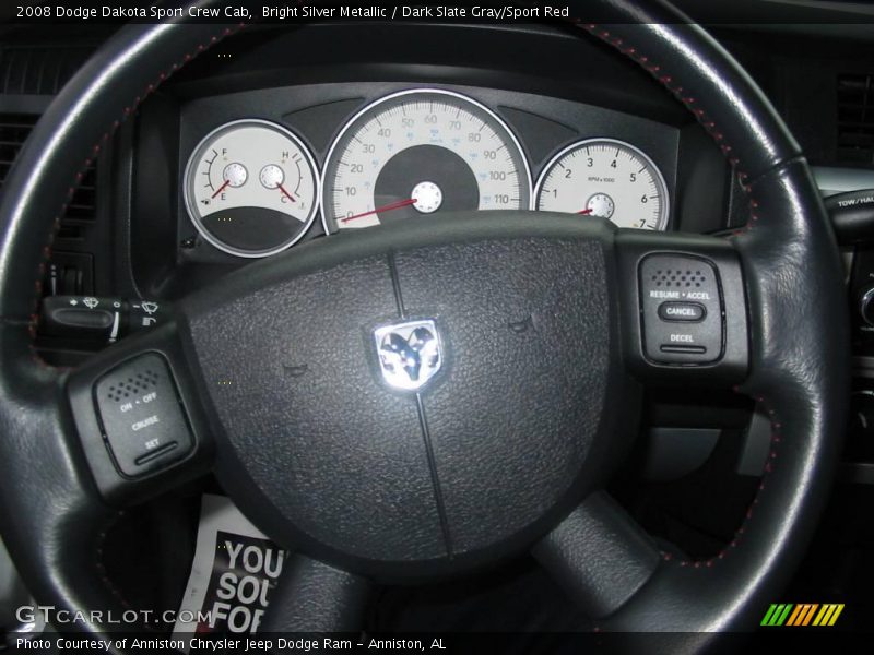 Bright Silver Metallic / Dark Slate Gray/Sport Red 2008 Dodge Dakota Sport Crew Cab