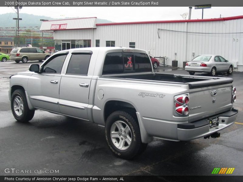 Bright Silver Metallic / Dark Slate Gray/Sport Red 2008 Dodge Dakota Sport Crew Cab
