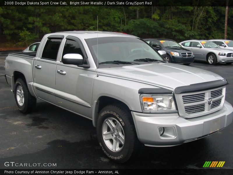 Bright Silver Metallic / Dark Slate Gray/Sport Red 2008 Dodge Dakota Sport Crew Cab