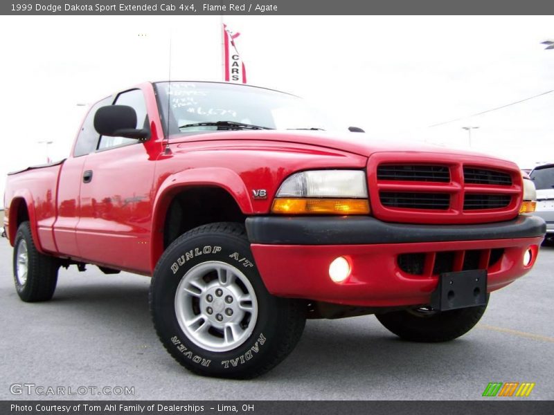 Flame Red / Agate 1999 Dodge Dakota Sport Extended Cab 4x4