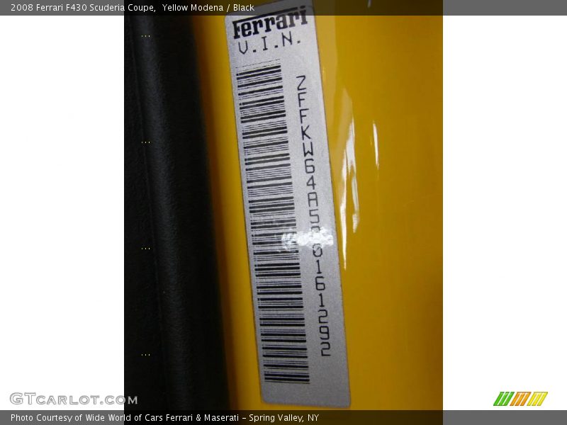 Yellow Modena / Black 2008 Ferrari F430 Scuderia Coupe