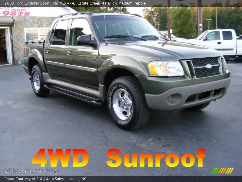 Estate Green Metallic / Medium Pebble 2003 Ford Explorer Sport Trac XLS 4x4