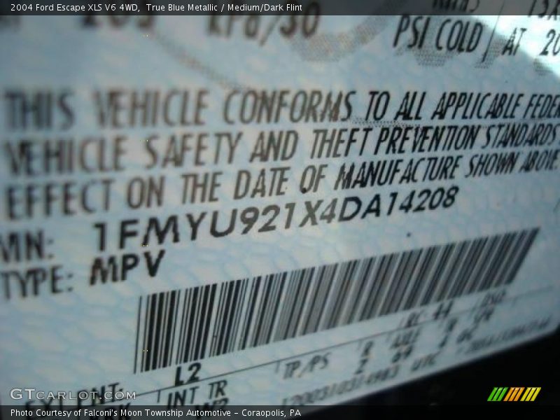 True Blue Metallic / Medium/Dark Flint 2004 Ford Escape XLS V6 4WD
