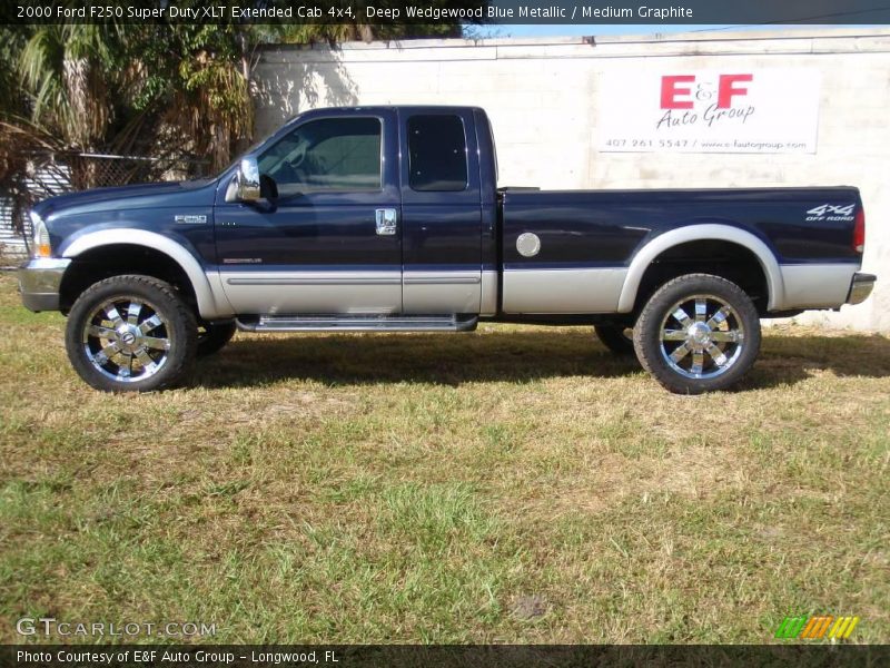 Deep Wedgewood Blue Metallic / Medium Graphite 2000 Ford F250 Super Duty XLT Extended Cab 4x4