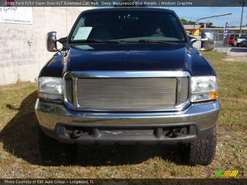 Deep Wedgewood Blue Metallic / Medium Graphite 2000 Ford F250 Super Duty XLT Extended Cab 4x4