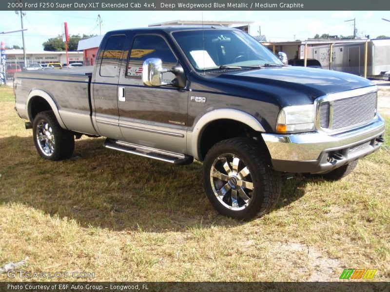Deep Wedgewood Blue Metallic / Medium Graphite 2000 Ford F250 Super Duty XLT Extended Cab 4x4