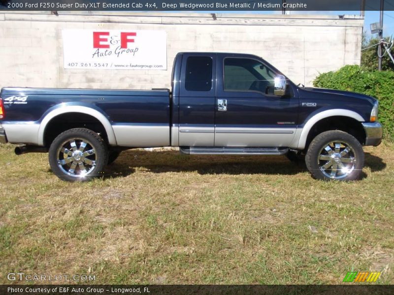 Deep Wedgewood Blue Metallic / Medium Graphite 2000 Ford F250 Super Duty XLT Extended Cab 4x4