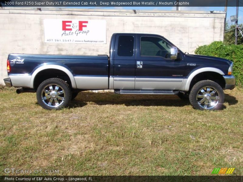 Deep Wedgewood Blue Metallic / Medium Graphite 2000 Ford F250 Super Duty XLT Extended Cab 4x4