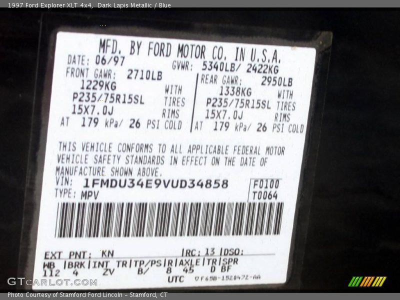 Dark Lapis Metallic / Blue 1997 Ford Explorer XLT 4x4