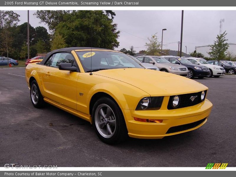 Screaming Yellow / Dark Charcoal 2005 Ford Mustang GT Deluxe Convertible
