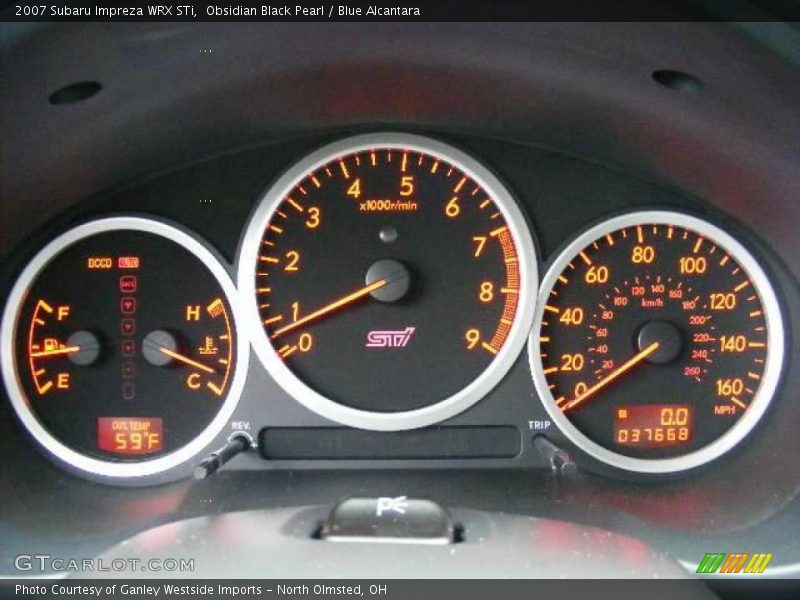 Obsidian Black Pearl / Blue Alcantara 2007 Subaru Impreza WRX STi